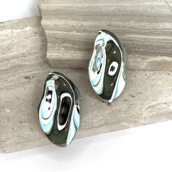 New ~ Anthropologie Shashi Barcelona Stud Silver Earrings - Picture 1 of 7